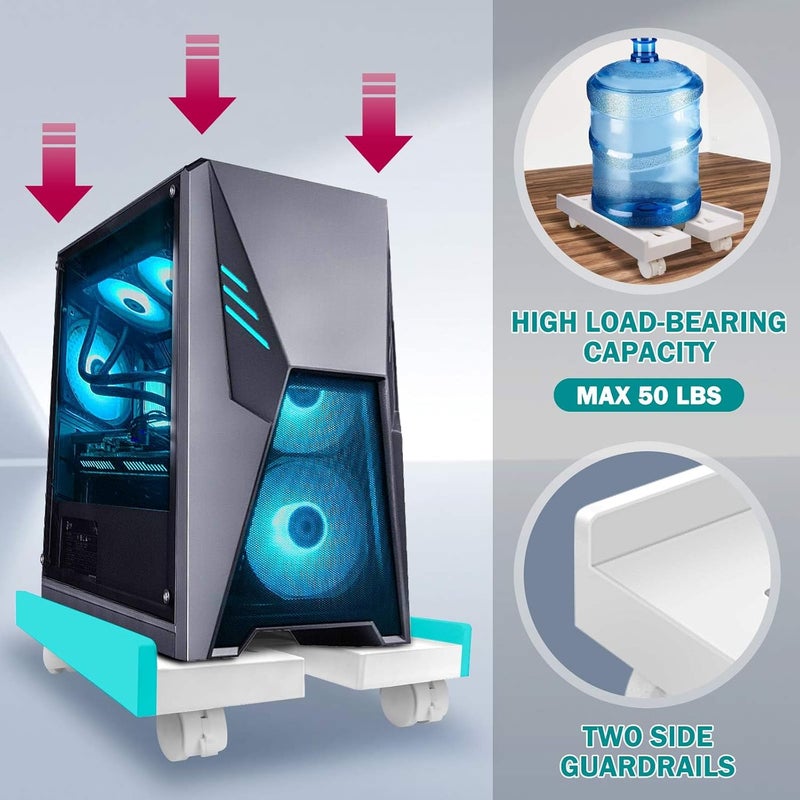 Seloom PC Stand Computer Tower Stand, Adjustable Mobile CPU Stand, Heavy-Duty Desktop Stand with Rolling Caster Wheels, PC Riser Fits Most PC Gaming Desk Office - Image 3